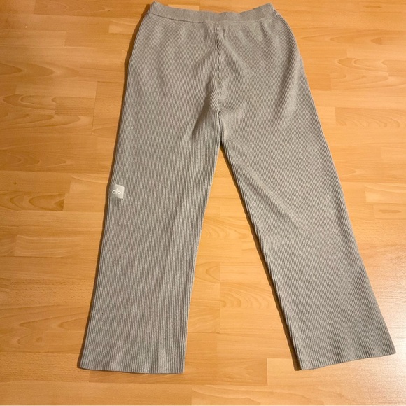Alo Yoga Domain Rib Knit Sweatpant Athletic Heather Grey L - Picture 7 of 7